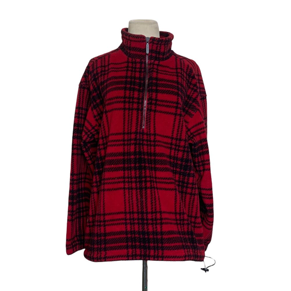 Eddie Bauer vintage red plaid men pullover sweater size Small